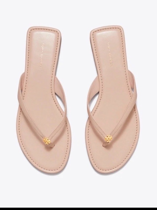 Tory Burch Shoes - SOLD Tory Burch Blush Leather Thong Sandals with Gold Logo